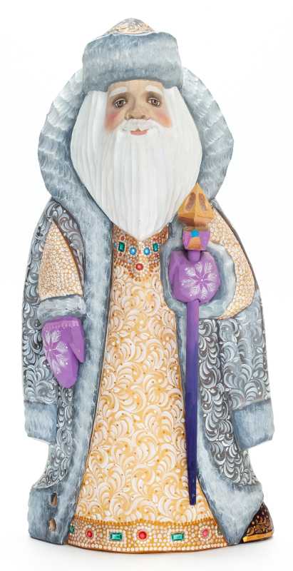 260 mm Santa Claus with a Magic Staff Carved Wood Hand Painted Collectible Figurine  (by Natalia Nikitina Workshop)