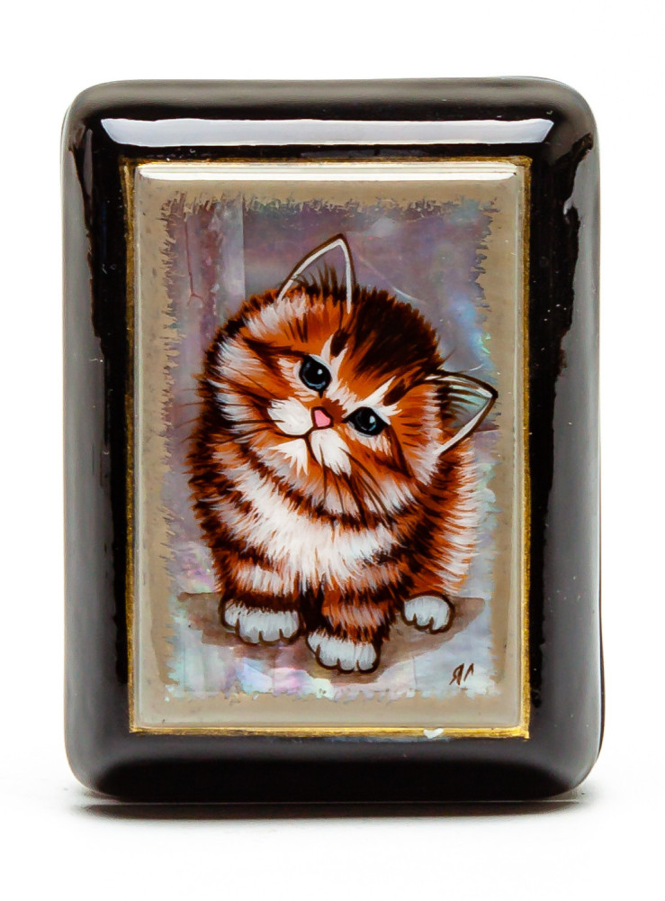 40x60mm The Kitten Hand Painted Jewellery Box (by Tatiana Shkatulka Crafts)