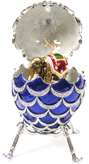 92 mm Dark Blue Cone with Elephant inside Easter Egg