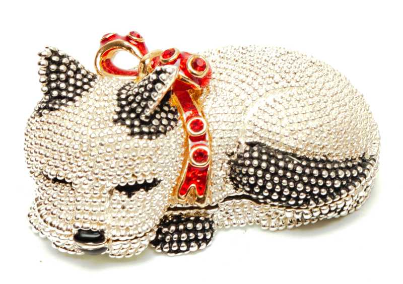 50 mm Small Cat Silver Jewellery Box