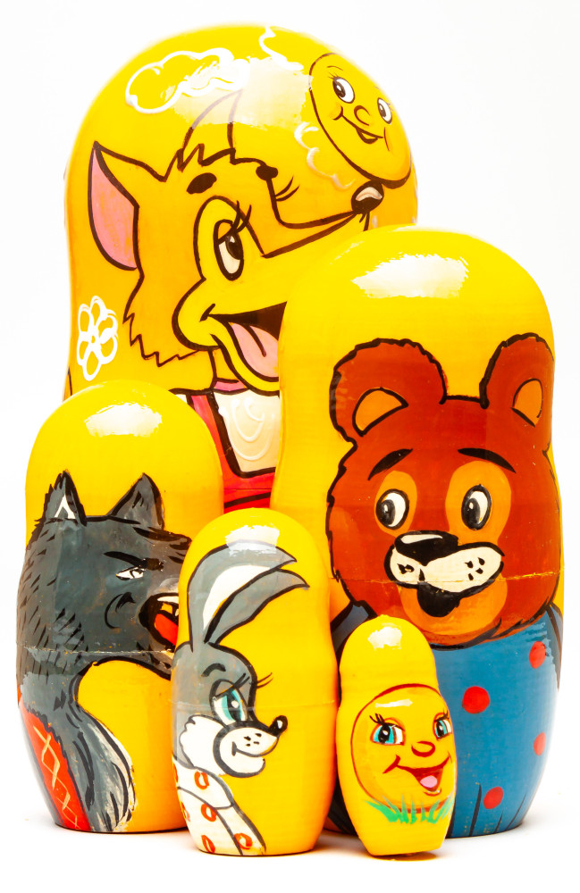 180mm Kolobok Hand Painted Matryoshka Doll 5 pcs (by Konstantin Studio)