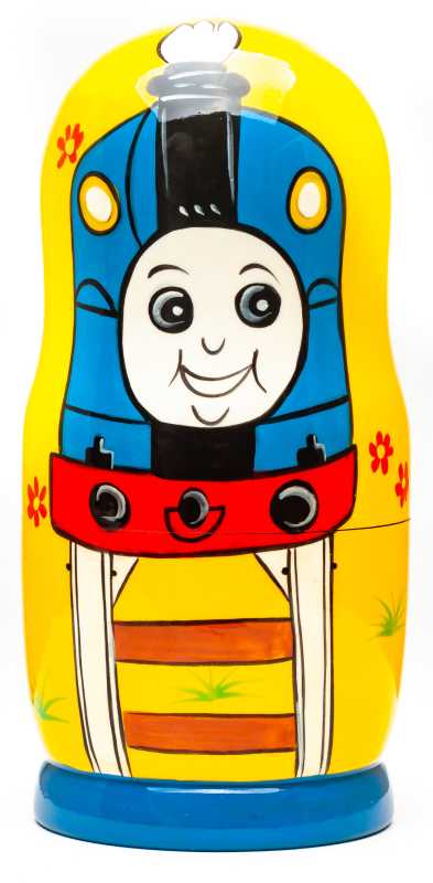 180mm Thomas the Train Hand Painted Matryoshka Doll 5 pcs (by Konstantin Studio)