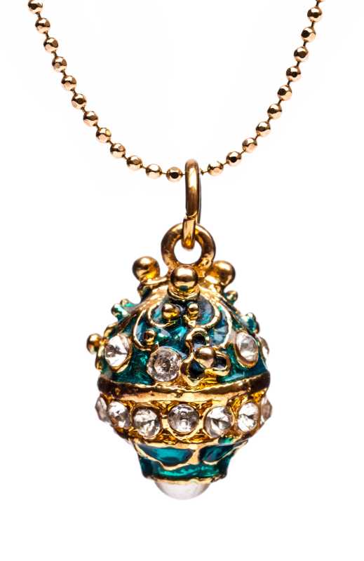 Bouquette with Rhinestones Green Egg Pendant