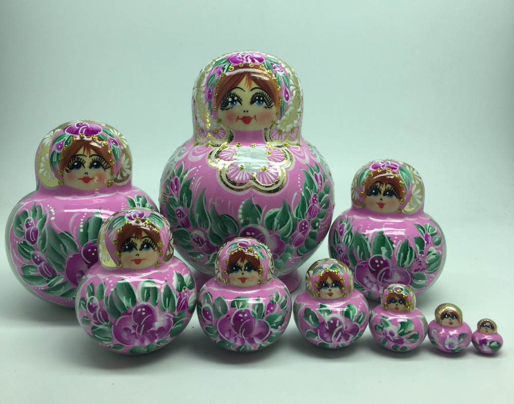 U 10pcs North Flowers Matryoshka Doll