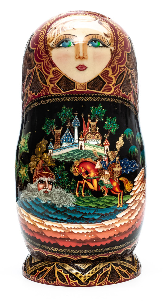 240 mm Tale of Tsar Saltan hand painted on Wooden Matryoshka doll 10 pcs (by Golden Cockerel Studio)