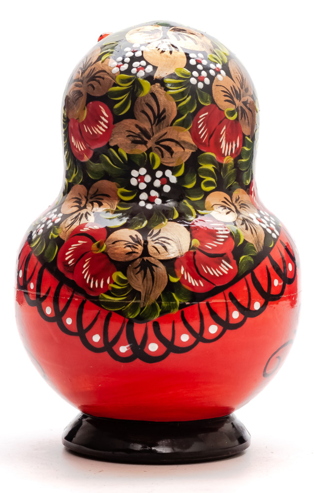 140 mm Khokhloma hand painted Matryoshka Doll 10 pcs (by Valentina Khokhloma)