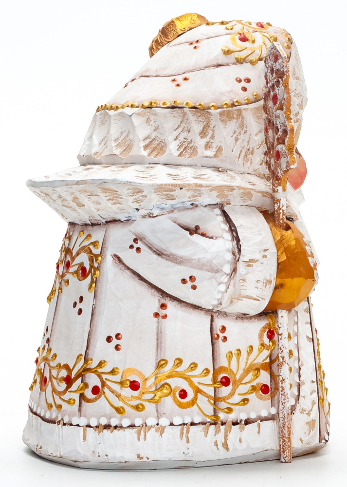 110 mm Santa with a Magic Staff Carved Wood Hand Painted Collectible Figurine (by Igor Carved Wooden Figures Studio)