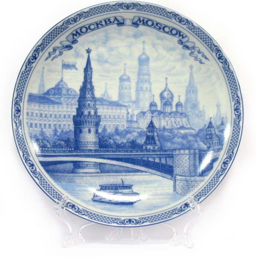 Магнит-тарелка "Москва" с подставкой, диаметр 7 см