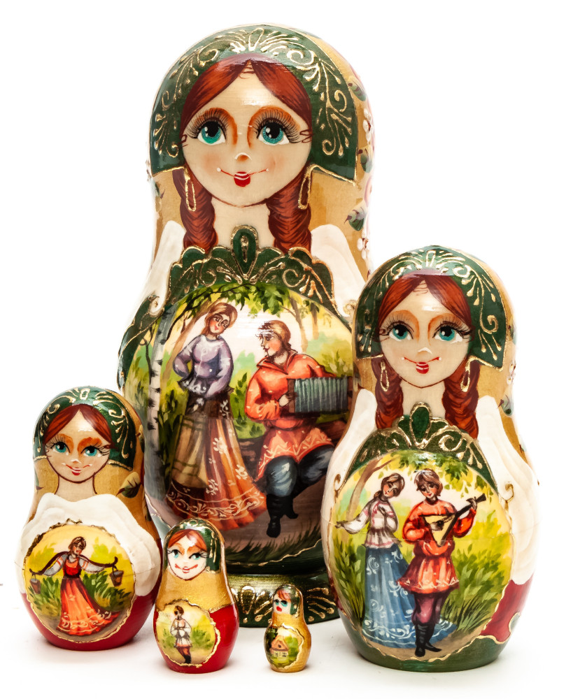 Shop Exclusive Nesting Dolls 120mm Russian Fairytale hand painted Matryoshka round Doll 5pcs (by Skazka) online at Skazka.site | Eligible for fast shipping and free returns. 120mm Russian Fairytale hand painted Matryoshka round Doll 5pcs (by Skazka)