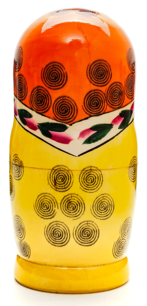 170 mm Orange Head Semenovskaya Hand Painted Wooden Russian Matryoshka Nesting Doll 7 pcs inside (by Ivan Studio)