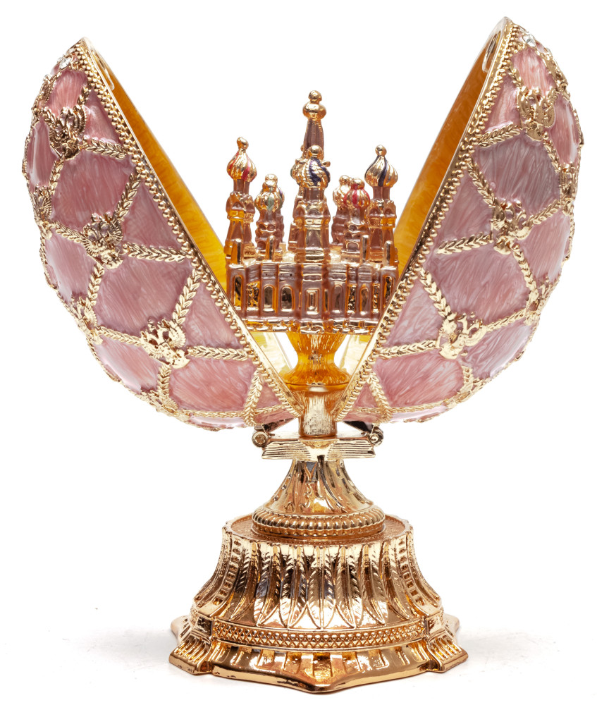 115 mm The Saint Basil Cathedral Pink Easter Egg with the Figure inside
