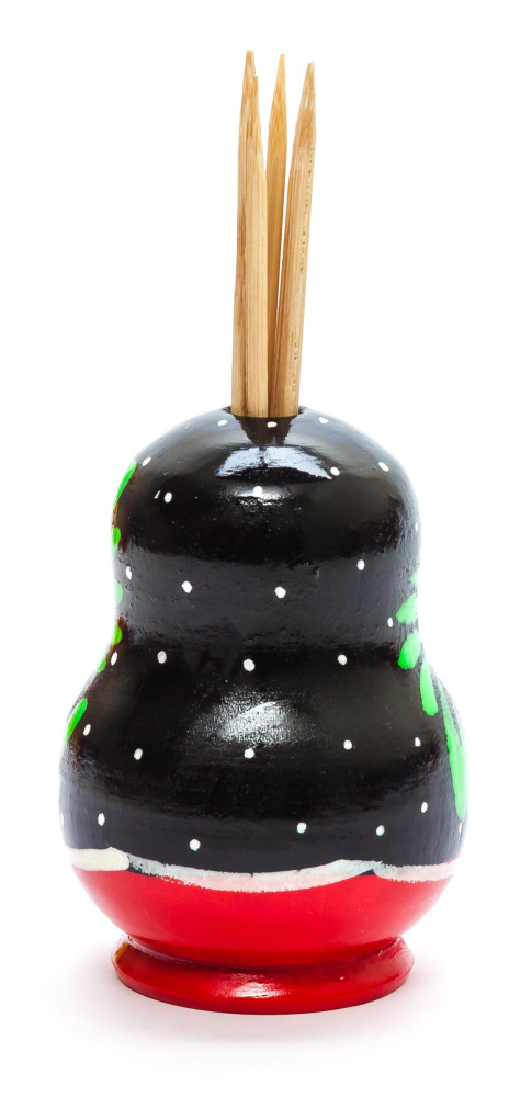 60 mm Wooden Toothpick in hand painted Matryoshka Holder (by Skazka)