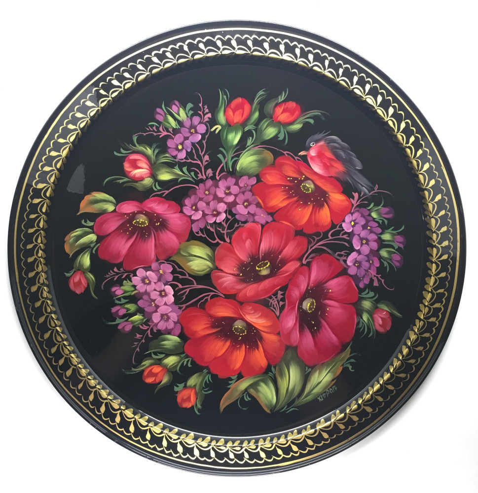 Zhostovo Hand Painted Metal Tray