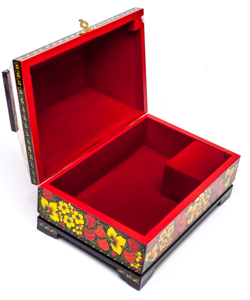 230x155 mm Khokhloma Painting Jewellery Music Wooden Box