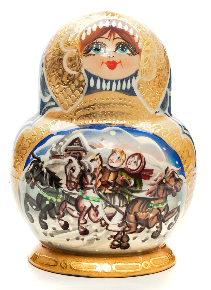 Shop Exclusive Nesting Dolls 120 mm Russian Troika handpainted Wooden Matryoshka round Doll 5 pcs (by Valery Crafts) online at Skazka.site | Eligible for fast shipping and free returns. 120 mm Russian Troika handpainted Wooden Matryoshka round Doll 5 pcs (by Valery Crafts)