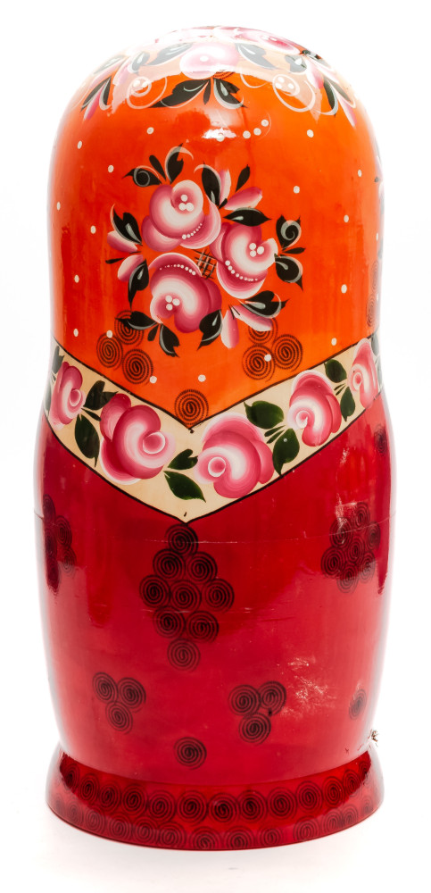 Orange Scarf hand painted Wooden Russian Matryoshka with 20 dolls inside