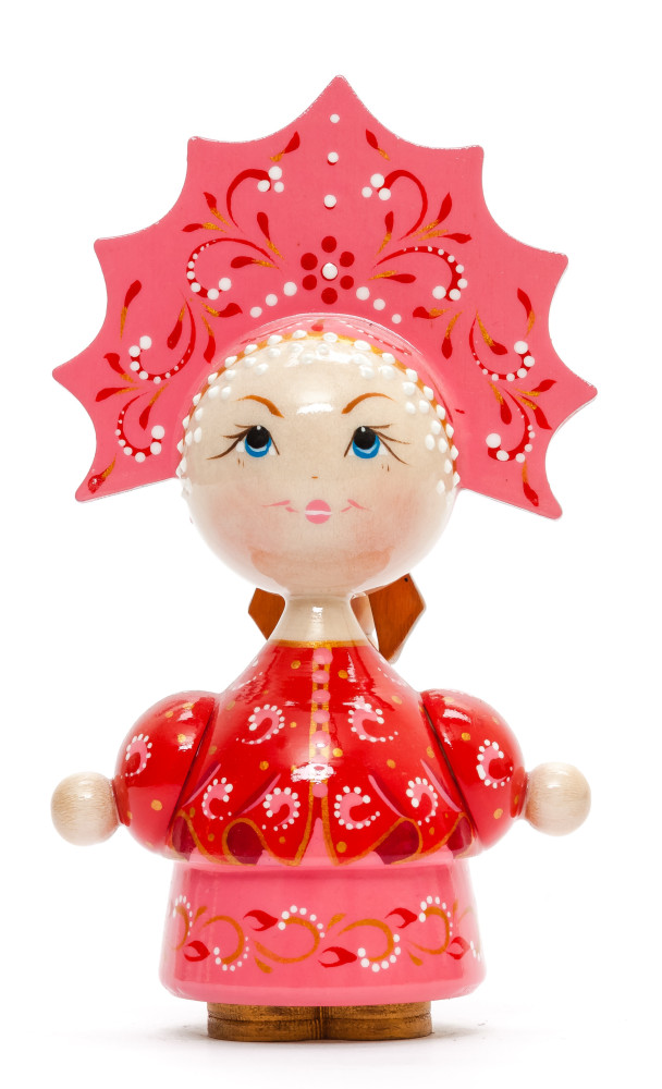 140 mm Russian Girl in Kokoshnik hand painted Wooden Doll (by Summer Shine)