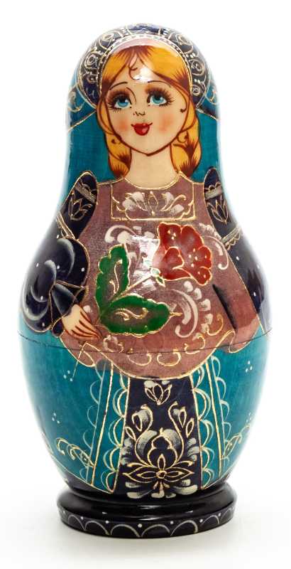 130 mm Maiden with Scarlet Flower hand painted on Wooden Matryoshka doll 5 pcs (by Valeria Crafts)