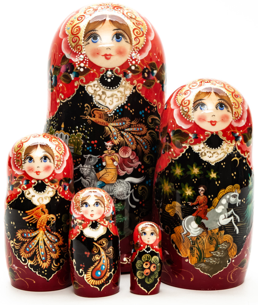 160mmTeh Firebird hand painted Matryoshka round Doll 5pcs (by A Studio)