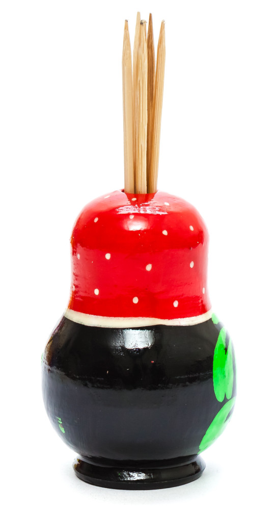 60 mm Wooden Toothpick in hand painted Matryoshka Holder (by Skazka)