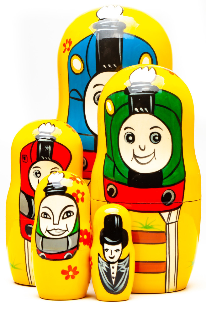 180mm Thomas the Train Hand Painted Matryoshka Doll 5 pcs (by Konstantin Studio)