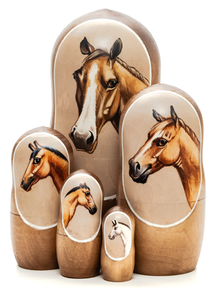 160mm Horse hand painted Matryoshka 5pcs (by Alexander Famous Paintings)