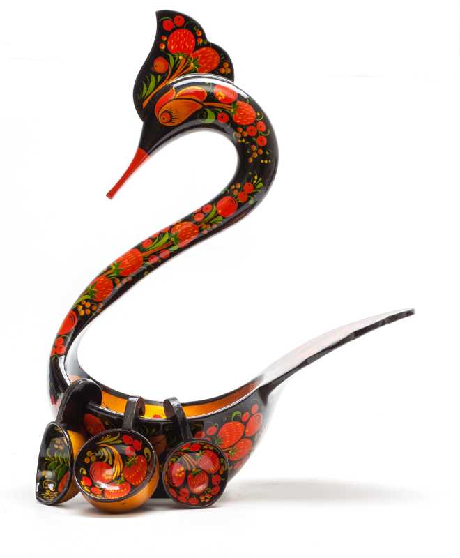 140x230 mm Duck Khokhloma hand painted wooden Ladle for Wine with small Ladles