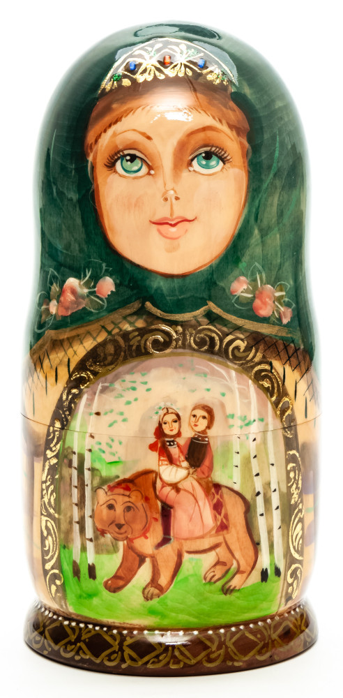 Shop Exclusive Nesting Dolls 180mm Russian Fairytale hand painted Matryoshka round Doll 5pcs (by Golden Cockerel) online at Skazka.site | Eligible for fast shipping and free returns. 180mm Russian Fairytale hand painted Matryoshka round Doll 5pcs (by Golden Cockerel)