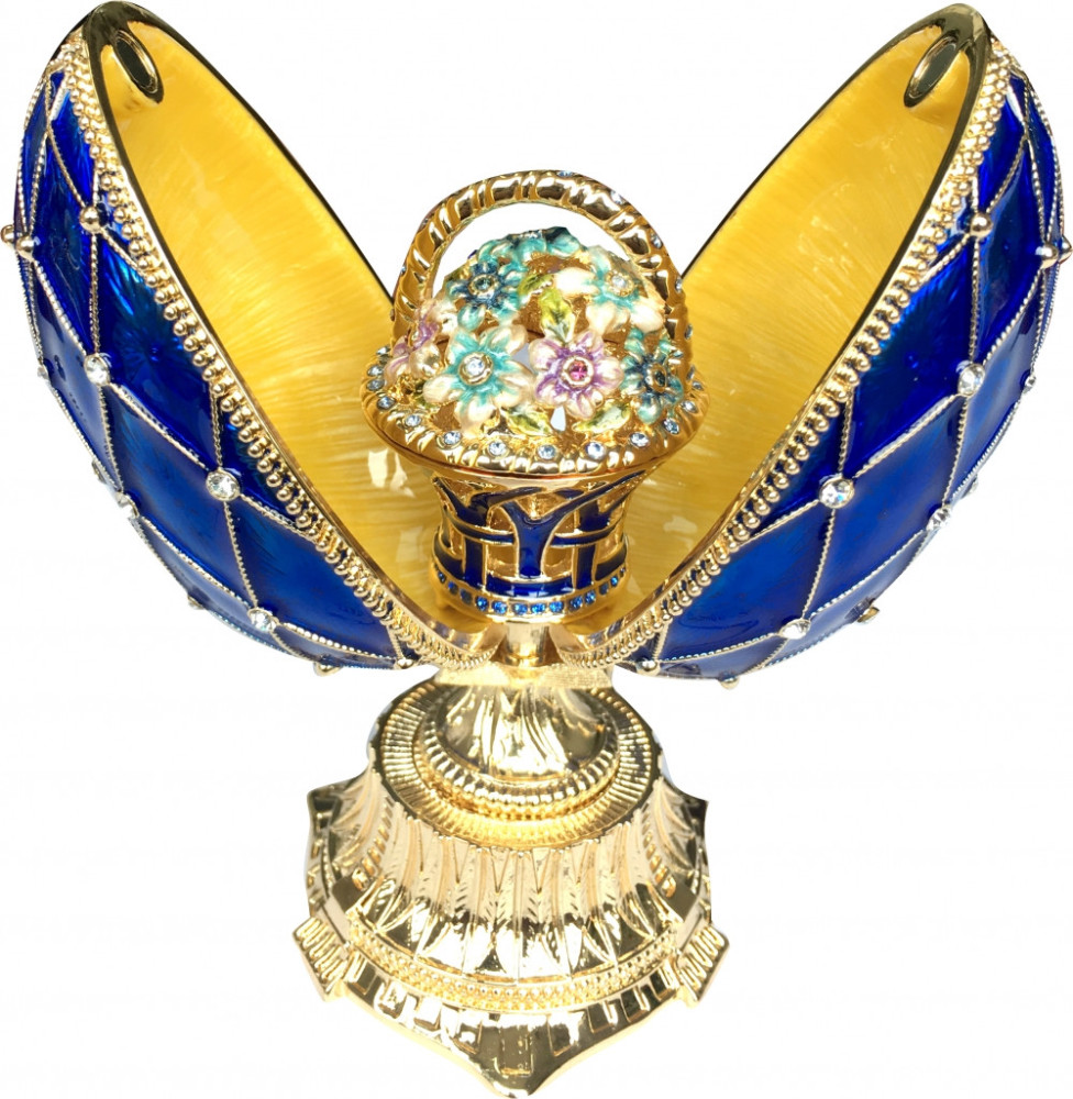 Яйцо "Двойное сетка с корзиной" средн.11.5 цв.синий