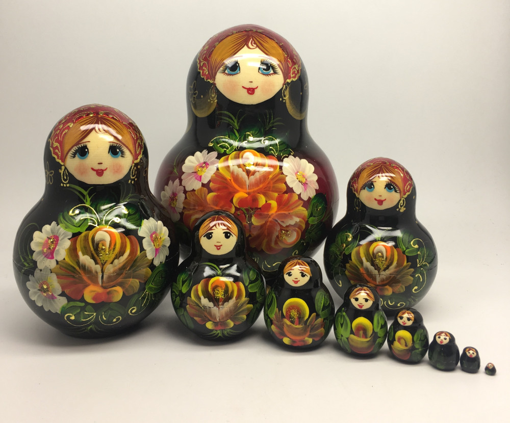 140 mm Summer Flowers Matryoshka Doll 10 pcs (by Summer Shine)