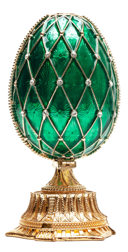 90 mm The Saint Basil Cathedral Green Easter Egg with a Figure inside