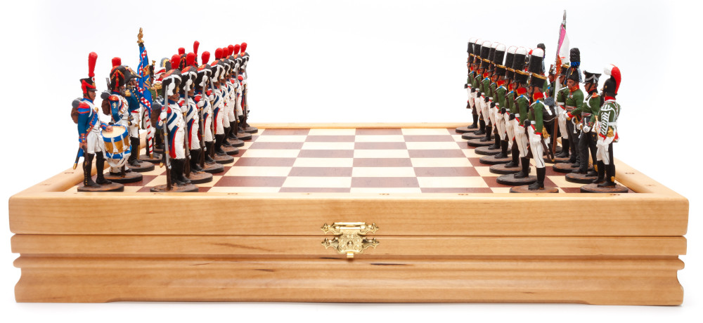 370x370 mm French Invasion of Russia handpainted figures on wooden Chess Board (by Fyodor Chess Studio)