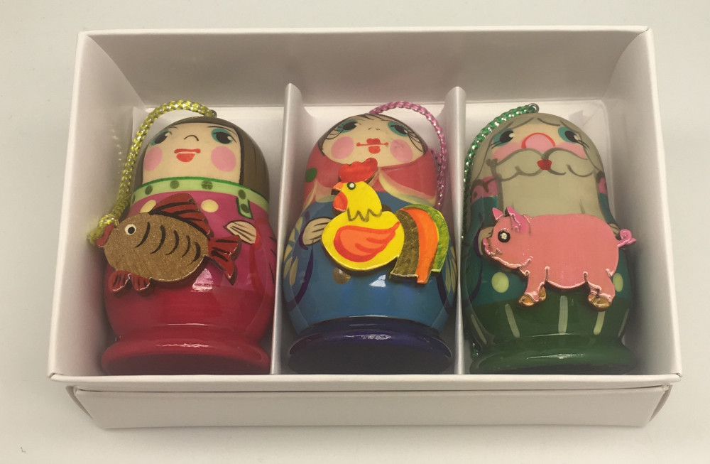 Matryoshka with Animals Christmas Ornaments 