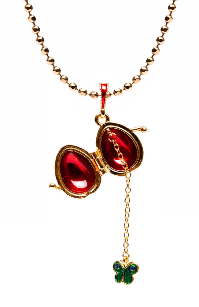 Flower Opening Blue on Red Egg Pendant