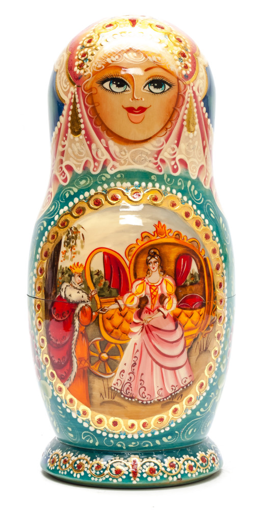 260mm The King and The Princess hand painted Matryoshka round Doll 7pcs (by Golden Cockerel)