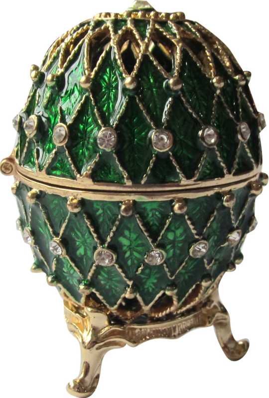 70 mm Golden Trellis on Green Enamel Easter Egg