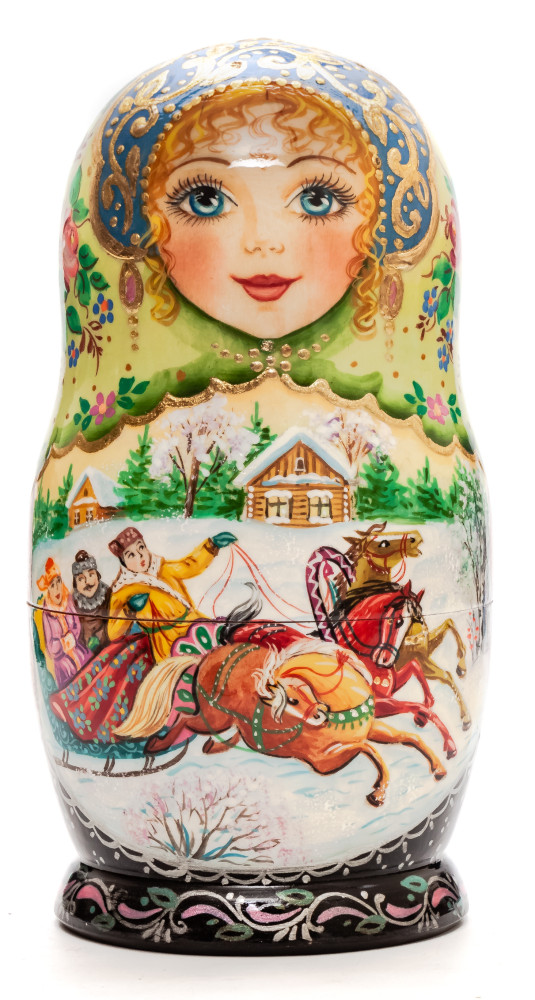 160mm Russian Winter hand painted Matryoshka doll 5pcs
