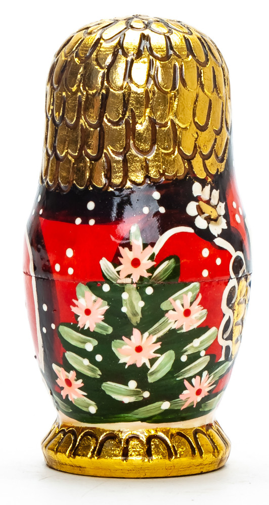 100 mm Santa Claus with Glasses hand painted wooden Matryoshka Doll 5 pcs (by Skazka)
