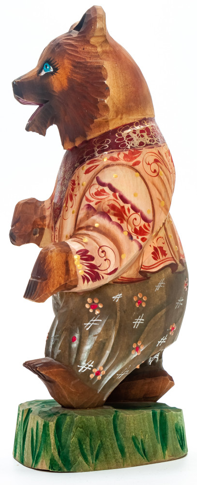 230 mm Bear  hand painted Wooden Statue (by Karpova Nadezda)