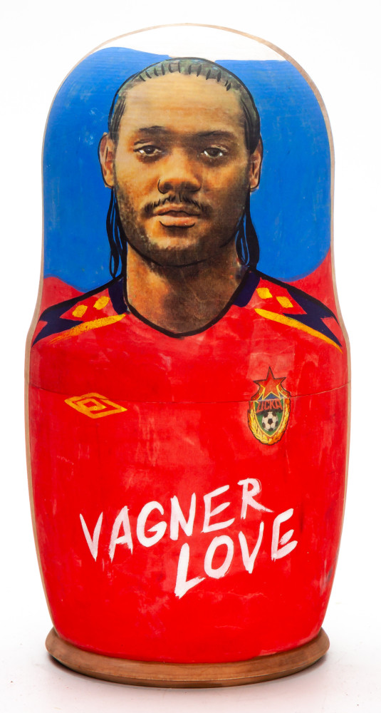 180mm Vagner Love from CSKA Moscow Hand Painted Matryoshka Doll 5 pcs (by Konstantin Studio)
