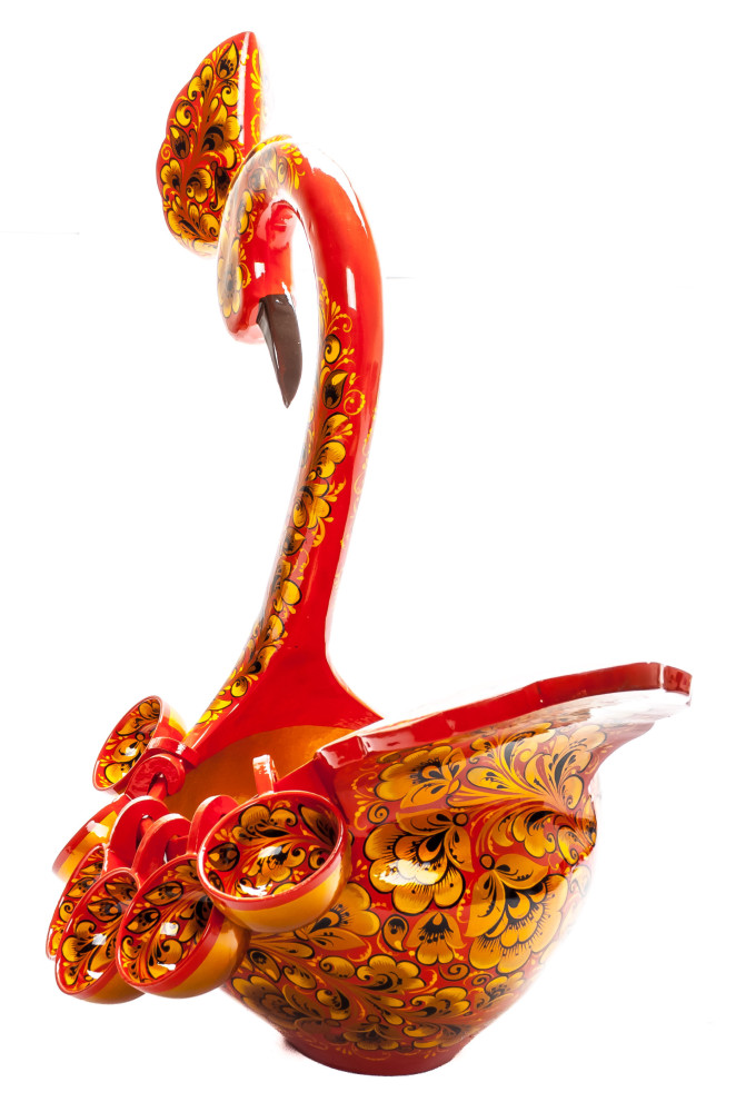 210x330 mm Duck Khokhloma hand painted wooden Ladle for Wine with small Ladles