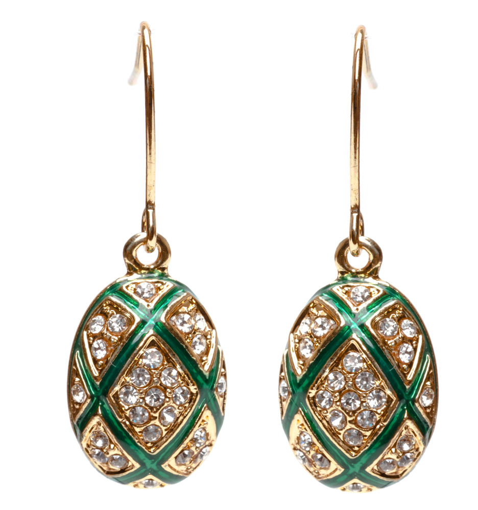 15x35 mm Green Rhombus Egg Shaped Earrings