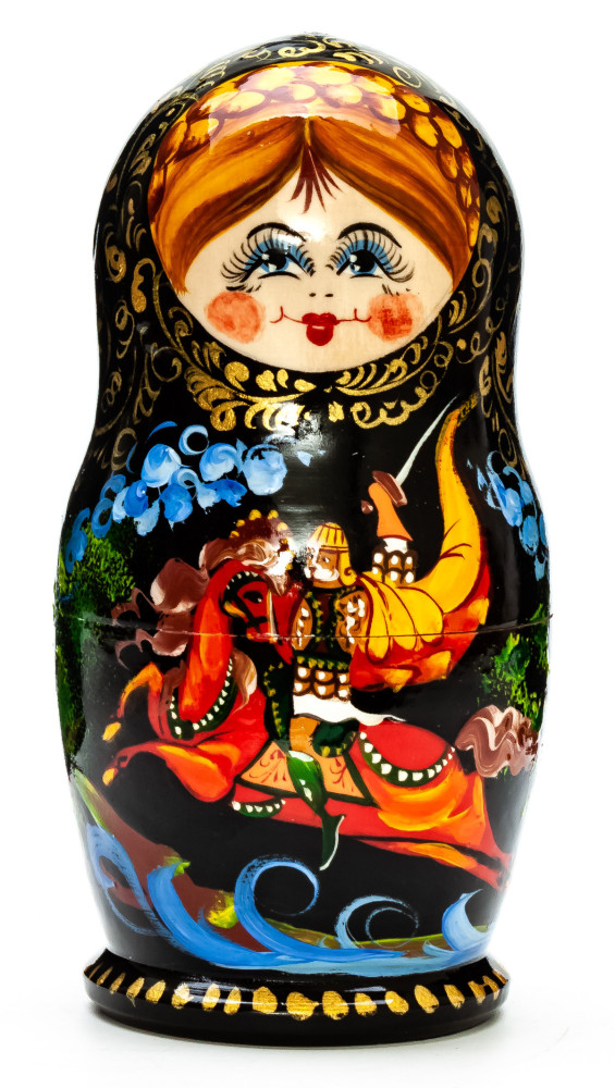 140mm The Horseman hand painted Matryoshka round Doll 5pcs (by Skazka)