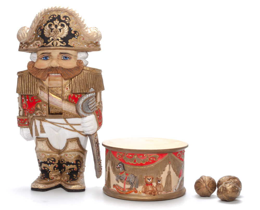 390 mm The Nutcraker on a Stand hand carved and painted wooden Figurine (by Andrey Crafts)