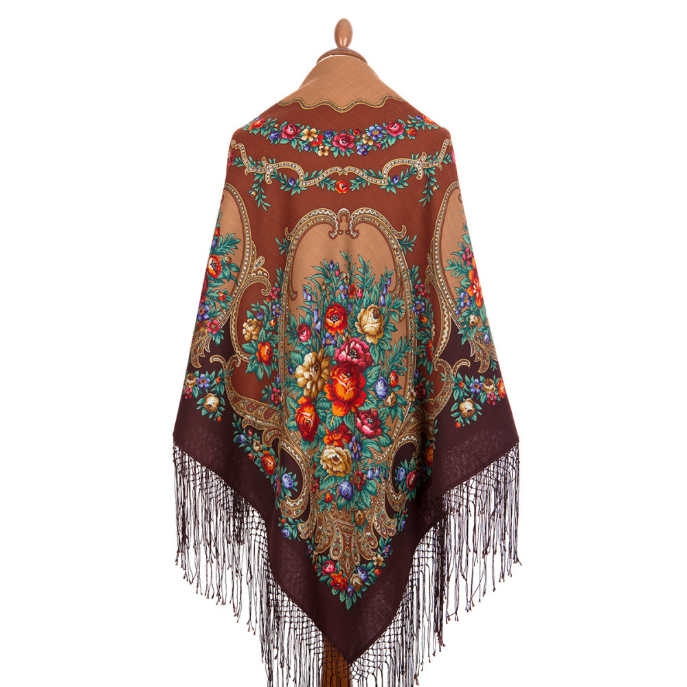 Shop Thick Woolen Fabric Shawls with Silk Fringe 148x148 cm Шаль «Русские сезоны» online at Skazka.site | Eligible for fast shipping and free returns. Шаль «Русские сезоны»