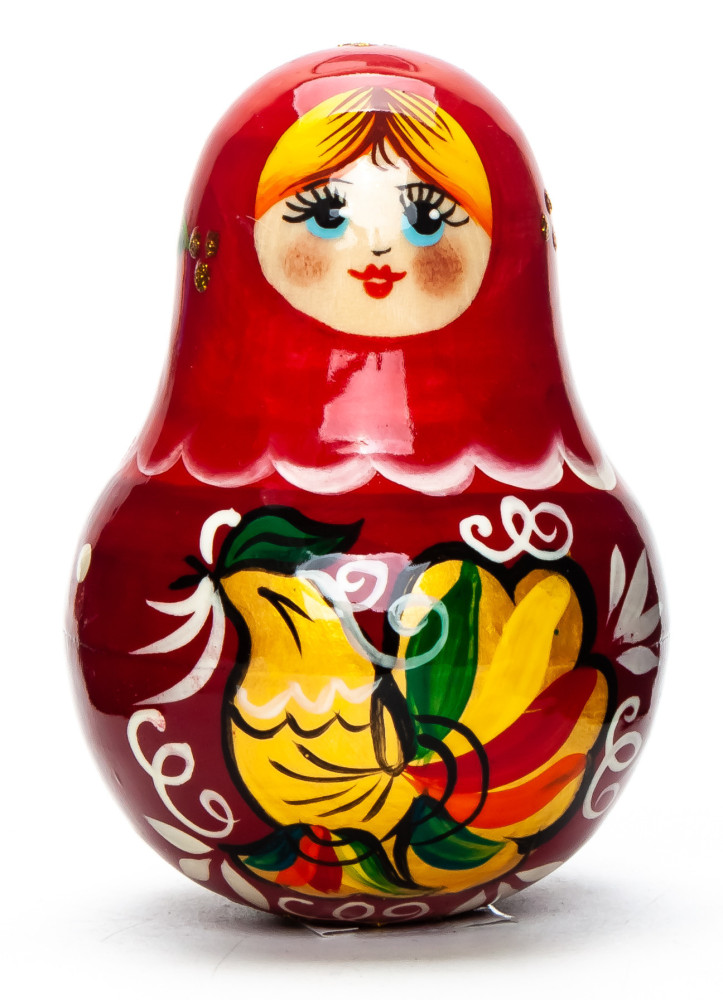 90mm Golden Cockerel with handpainted ornaments Roly-poly Toy