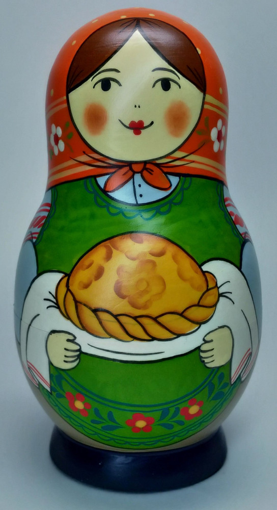 Shop Exclusive Nesting Dolls 125 mm Mistress with Bread and Salt hand painted Traditional Russian Wooden Matryoshka doll 5 pcs (by Igor Malyutin) online at Skazka.site | Eligible for fast shipping and free returns. 125 mm Mistress with Bread and Salt hand painted Traditional Russian Wooden Matryoshka doll 5 pcs (by Igor Malyutin)