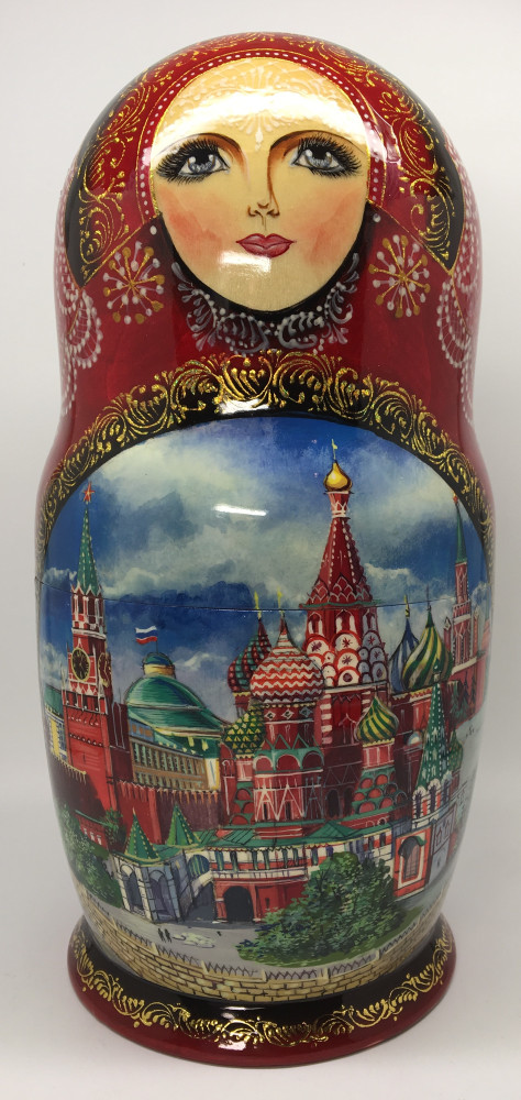 290 mm Moscow Cathedrals hand painted wooden Matryoshka Doll 10 pcs (by Trifiniv Studio)