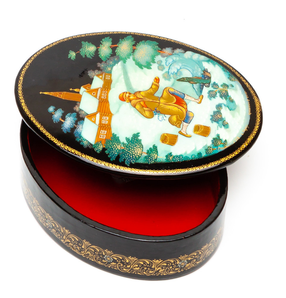 80x110mm At The Pike's Behest hand painted lacquered box from Palekh (by Pavel Studio)