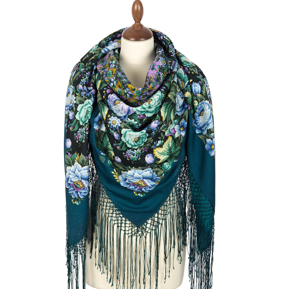 Shop Thick Woolen Fabric Shawls with Silk Fringe 148x148 cm Шаль «Диво дивное» online at Skazka.site | Eligible for fast shipping and free returns. Шаль «Диво дивное»